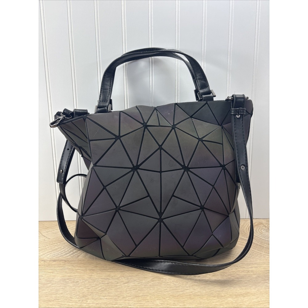 Lovevook Prism Holographic Geometric Luminous Double Handle Crossbody Bag Purse